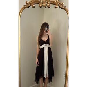 NWT Vintage Y2K Love Tease Brown White Flowy Pin Fair Dress